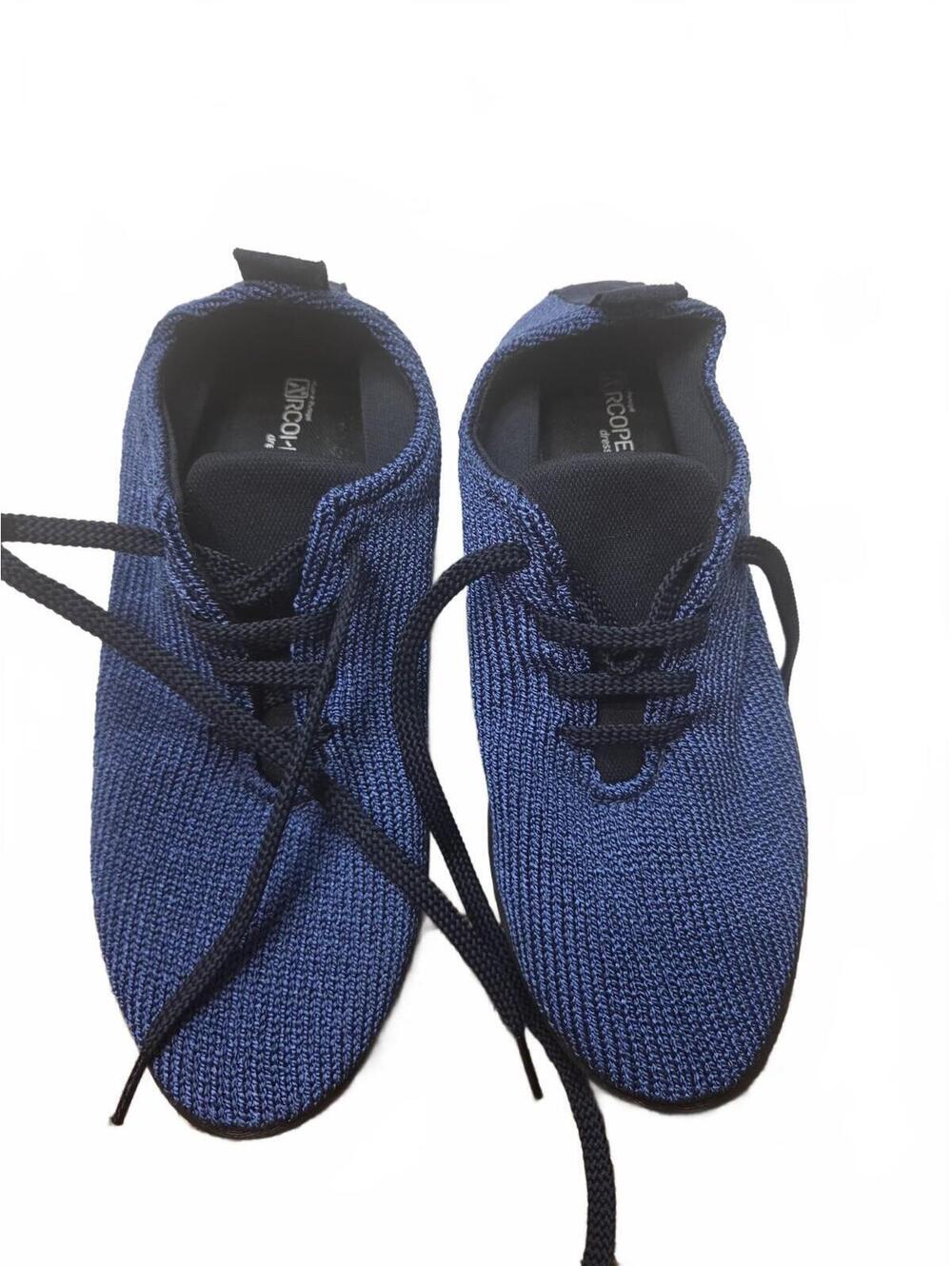 Arcopedico Men's Blue/Black Knit Lace-Up Low Top Athletic Sneakers